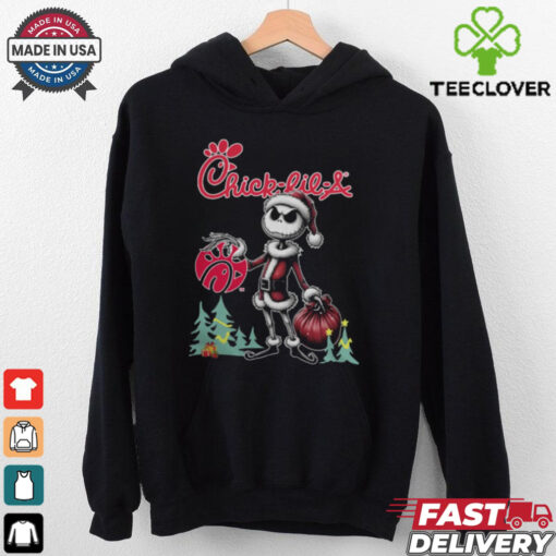 Santa Jack Skellington Chick fil A Logo Merry Christmas 2024 Shirt