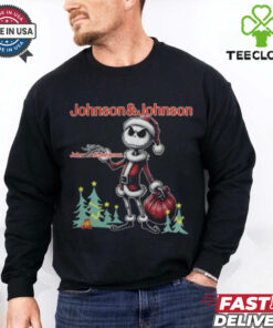 Santa Jack Skellington Johnson & Johnson Logo Merry Christmas 2024 Shirt