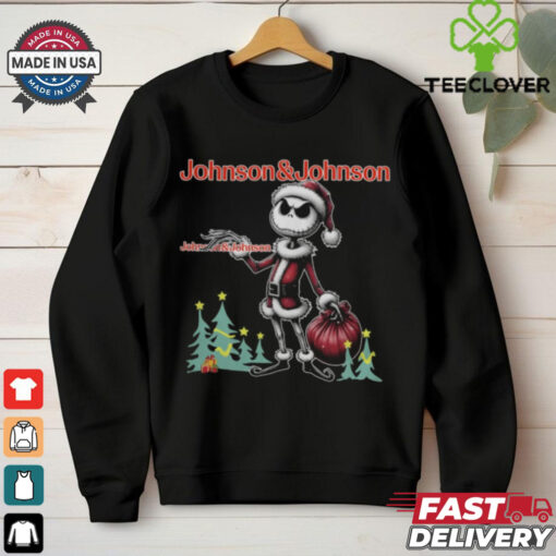 Santa Jack Skellington Johnson & Johnson Logo Merry Christmas 2024 Shirt