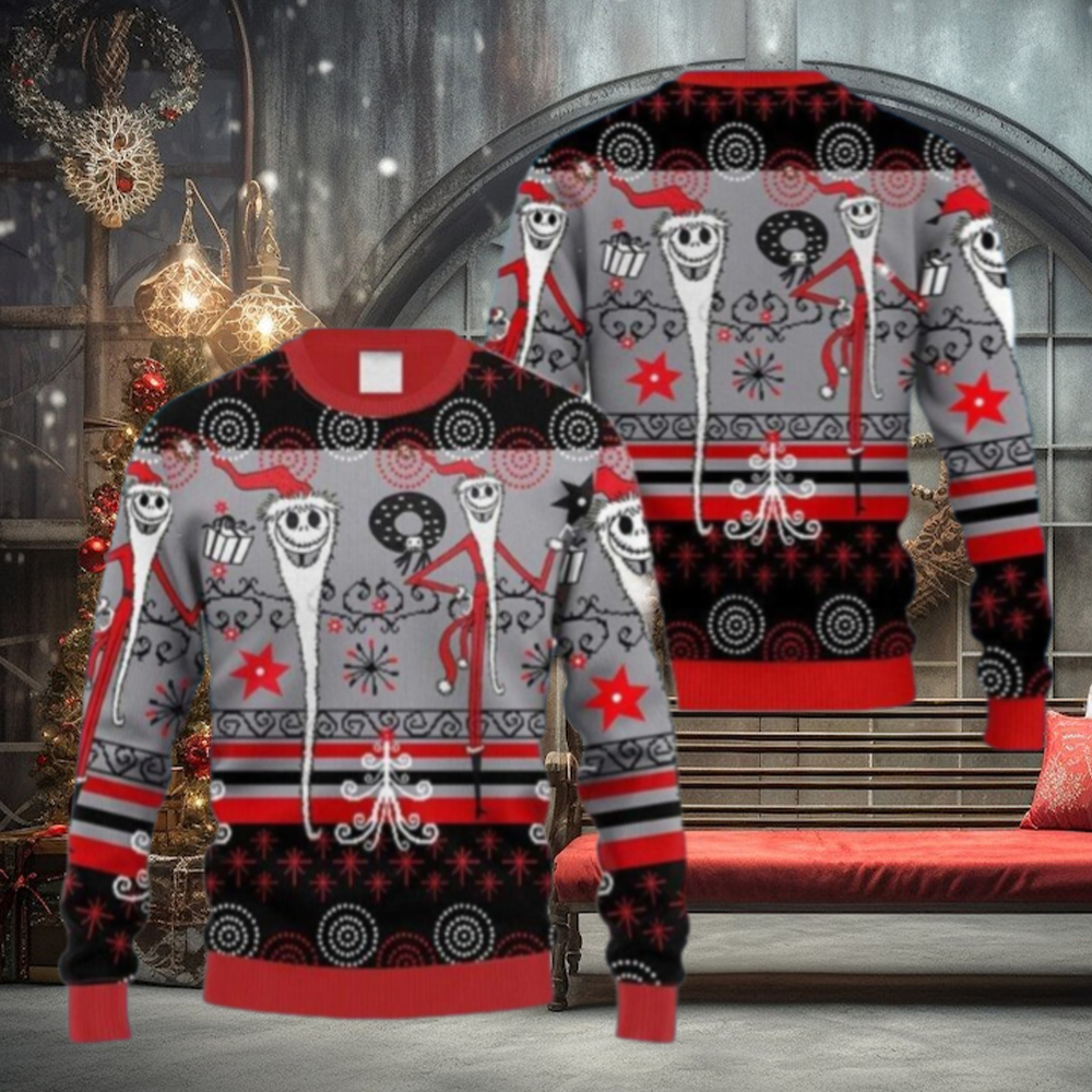 Santa Jack Skellington Ugly Sweater Santa Jack Skellington Ugly Sweater