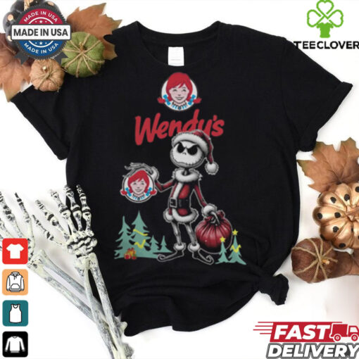 Santa Jack Skellington Wendys Logo Merry Christmas 2024 Shirt