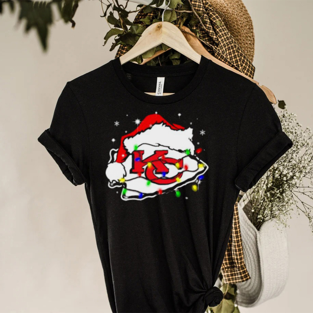 Santa Kansas City Chiefs Logo Lights Christmas Shirt