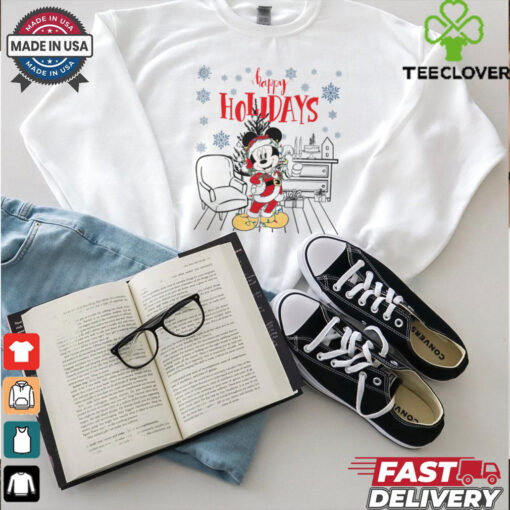 Santa Mickey Mouse Happy Holidays Shirt