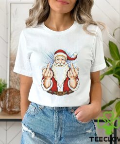 Santa Middle Finger Flip Off St Nick Christmas shirt