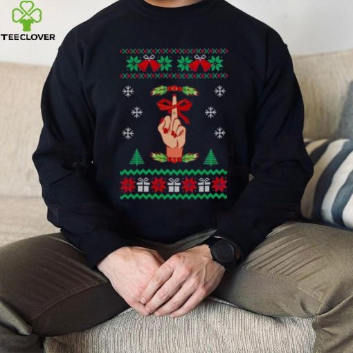 Santa Middle Finger Fuck Tree Christmas 2022 hoodie, sweater, longsleeve, shirt v-neck, t-shirt