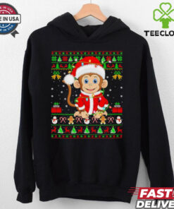 Santa Monkey lights Ugly Christmas Shirt