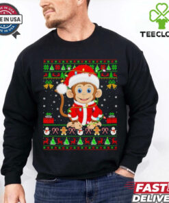Santa Monkey lights Ugly Christmas Shirt