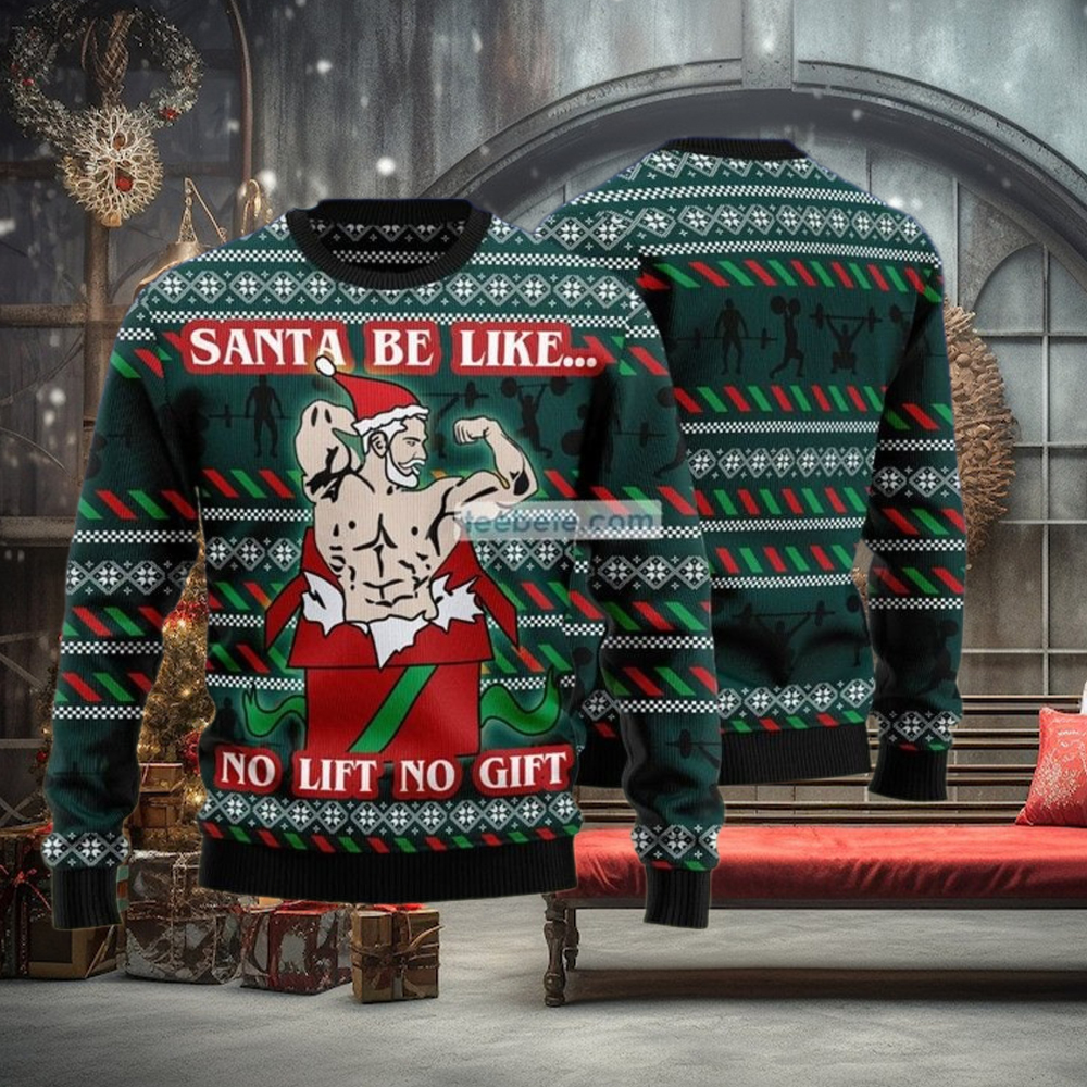 Santa No Lift No Gift Green Big And Tall Christmas Sweaters Santa No Lift No Gift Green Big And Tall Christmas Sweaters
