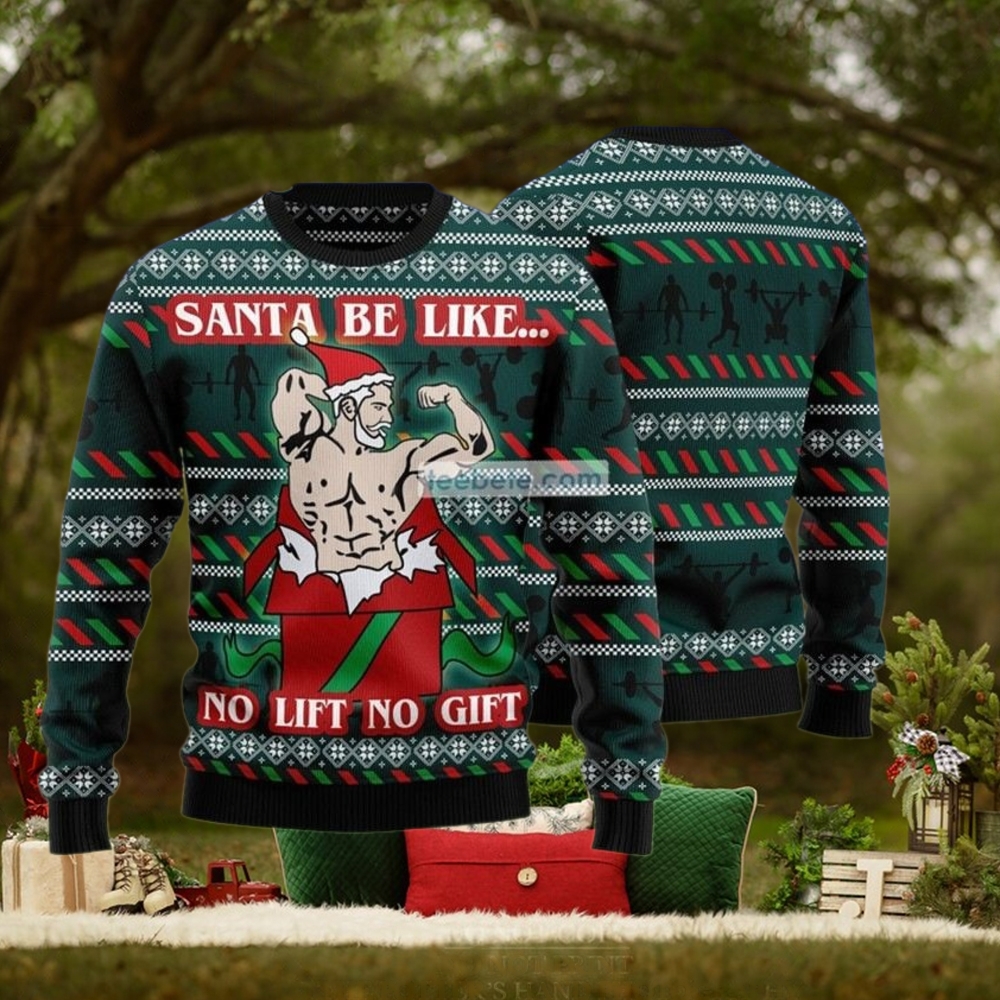 Santa No Lift No Gift Green Big And Tall Christmas Sweaters Santa No Lift No Gift Green Big And Tall Christmas Sweaters