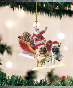 Santa On Sleigh With Pug Dog Ornament Dog Owners Christmas Tree Decorations