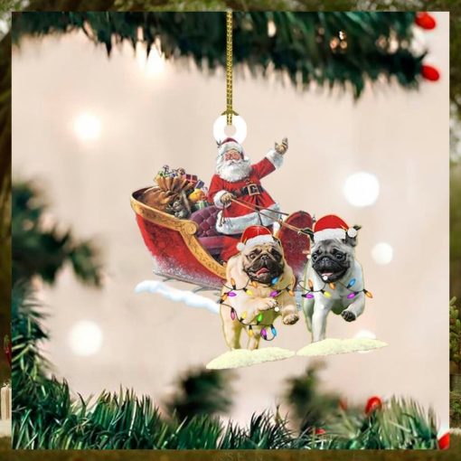 Santa On Sleigh With Pug Dog Ornament Dog Owners Christmas Tree Decorations