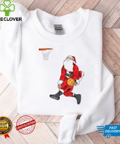 Santa Playing Basketball Slam Dunk Christmas Sweater T shirt