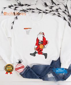 Santa Playing Basketball Slam Dunk Christmas Sweater T shirt