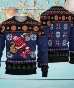 Santa Playing Basketball Sweater, Basketball Santa Ugly Christmas Sweater, Santa Xmas