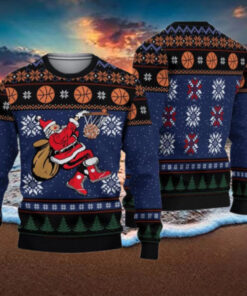 Santa Playing Basketball Sweater, Basketball Santa Ugly Christmas Sweater, Santa Xmas