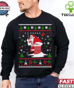 Santa Pooping Down The Chimney Ugly Christmas 2024 Shirt