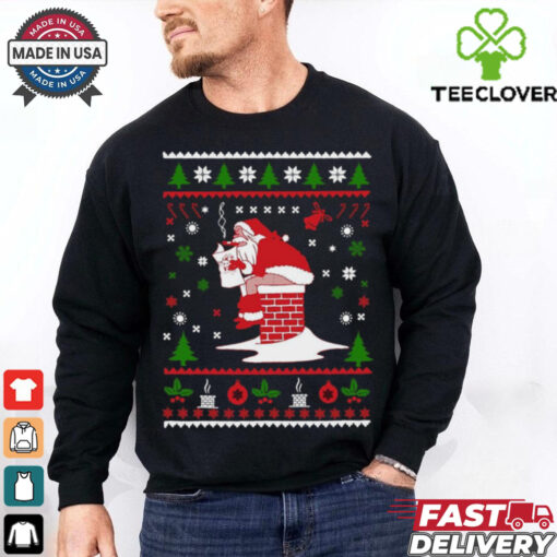 Santa Pooping Down The Chimney Ugly Christmas 2024 Shirt