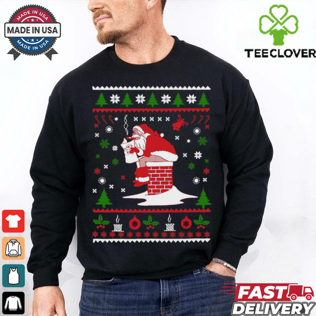 Santa Pooping Down The Chimney Ugly Christmas 2024 Shirt Santa Pooping Down The Chimney Ugly Christmas 2024 Shirt