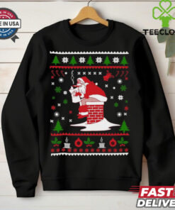 Santa Pooping Down The Chimney Ugly Christmas 2024 Shirt