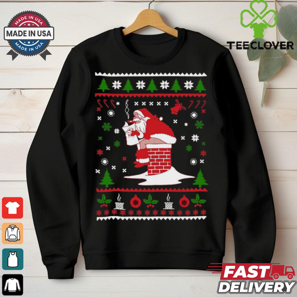 Santa Pooping Down The Chimney Ugly Christmas 2024 Shirt Santa Pooping Down The Chimney Ugly Christmas 2024 Shirt