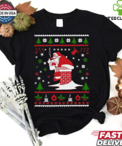 Santa Pooping Down The Chimney Ugly Christmas 2024 Shirt