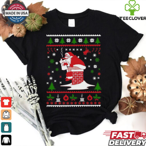 Santa Pooping Down The Chimney Ugly Christmas 2024 Shirt