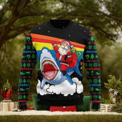Santa Riding Shark Ugly Sweater For Woman