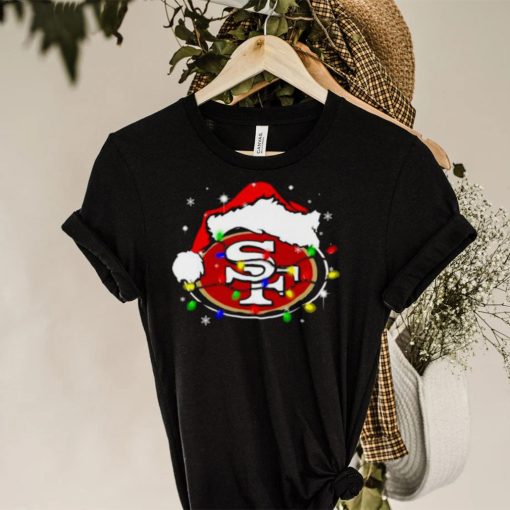 Santa San Francisco 49ers Logo Lights Christmas hoodie, sweater, longsleeve, shirt v-neck, t-shirt