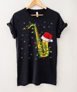 Santa Saxophone Christmas Lights Cute Instrument Xmas Shirt