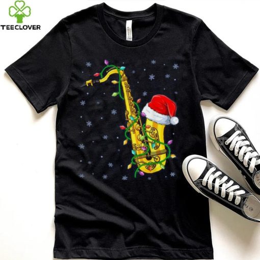 Santa Saxophone Christmas Lights Cute Instrument Xmas Shirt