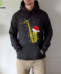 Santa Saxophone Christmas Lights Cute Instrument Xmas Shirt