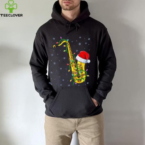 Santa Saxophone Christmas Lights Cute Instrument Xmas Shirt