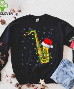 Santa Saxophone Christmas Lights Cute Instrument Xmas Shirt