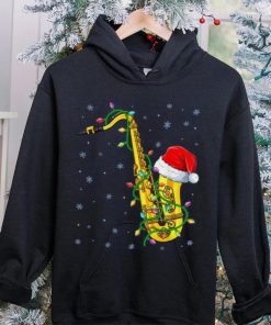 Santa Saxophone Christmas Lights Cute Instrument Xmas Shirt