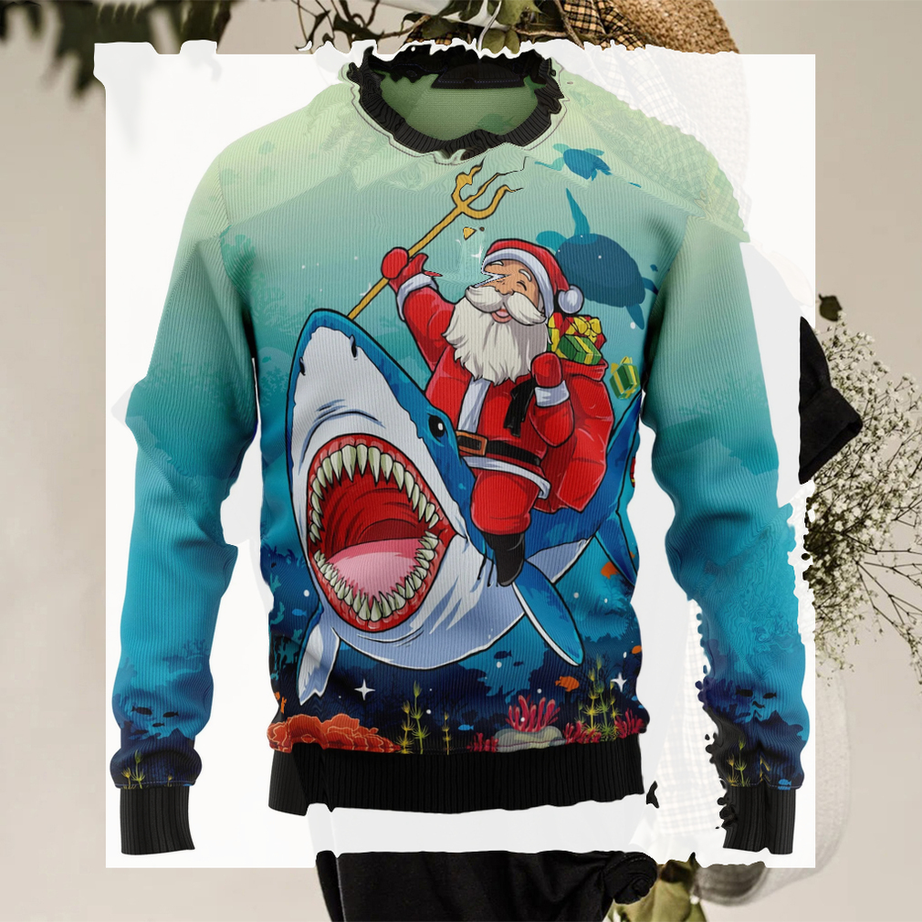 Santa Shark Ugly Christmas Sweater Christmas Crewneck Sweater