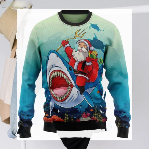 Santa Shark Ugly Christmas Sweater   Christmas Crewneck Sweater