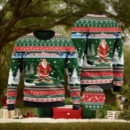 Santa Skiing Up To Snow Good Ugly Christmas Sweater