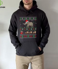 Santa Sleigh Reindeer Ugly Elephant Christmas T Shirt