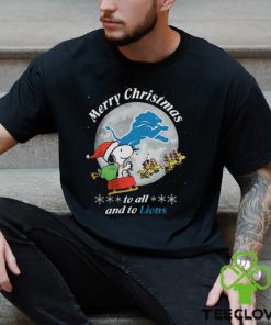 Santa Snoopy And Reindeer Woodstock Merry Christmas To All And To Detroit Lions Shirt