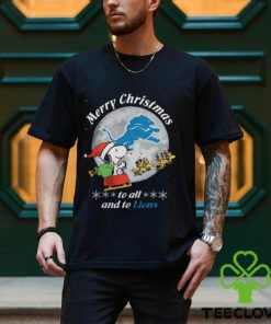 Santa Snoopy And Reindeer Woodstock Merry Christmas To All And To Detroit Lions Shirt