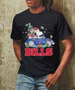 Santa Snoopy And Woodstock Drive Car Buffalo Bills Merry Christmas Shirt