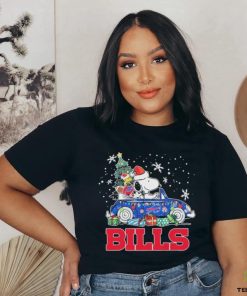 Santa Snoopy And Woodstock Drive Car Buffalo Bills Merry Christmas Shirt