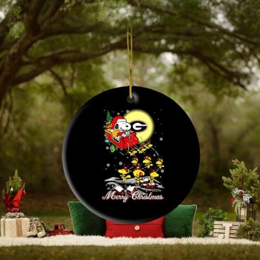 Santa Snoopy And Woodstock Georgia Bulldogs Christmas Ornaments, Hoodie, Sweater, Long Sleeve And Tank Top