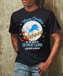 Santa Snoopy & Woodstock Reindeer Merry Christmas To All And To Detroit Lions A Good Season Shirt