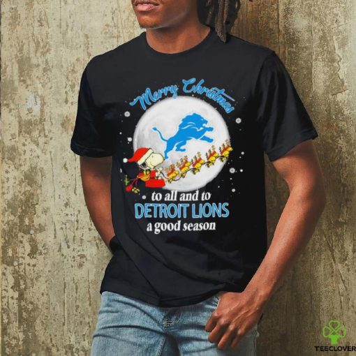 Santa Snoopy & Woodstock Reindeer Merry Christmas To All And To Detroit Lions A Good Season Shirt