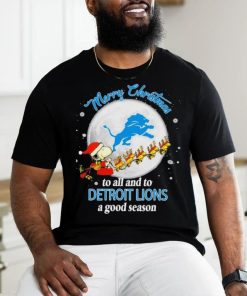 Santa Snoopy & Woodstock Reindeer Merry Christmas To All And To Detroit Lions A Good Season Shirt