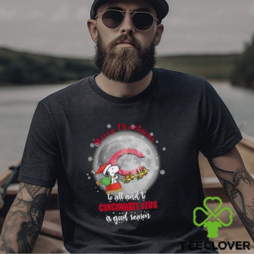 Santa Snoopy merry christmas to all and to Cincinnati Reds a good season shirt