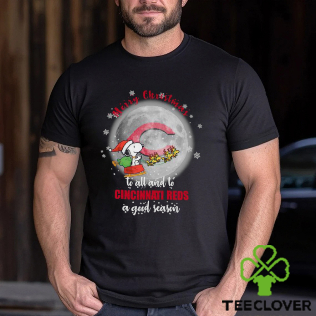 Santa Snoopy merry christmas to all and to Cincinnati Reds a good season shirt Santa Snoopy merry christmas to all and to Cincinnati Reds a good season shirt