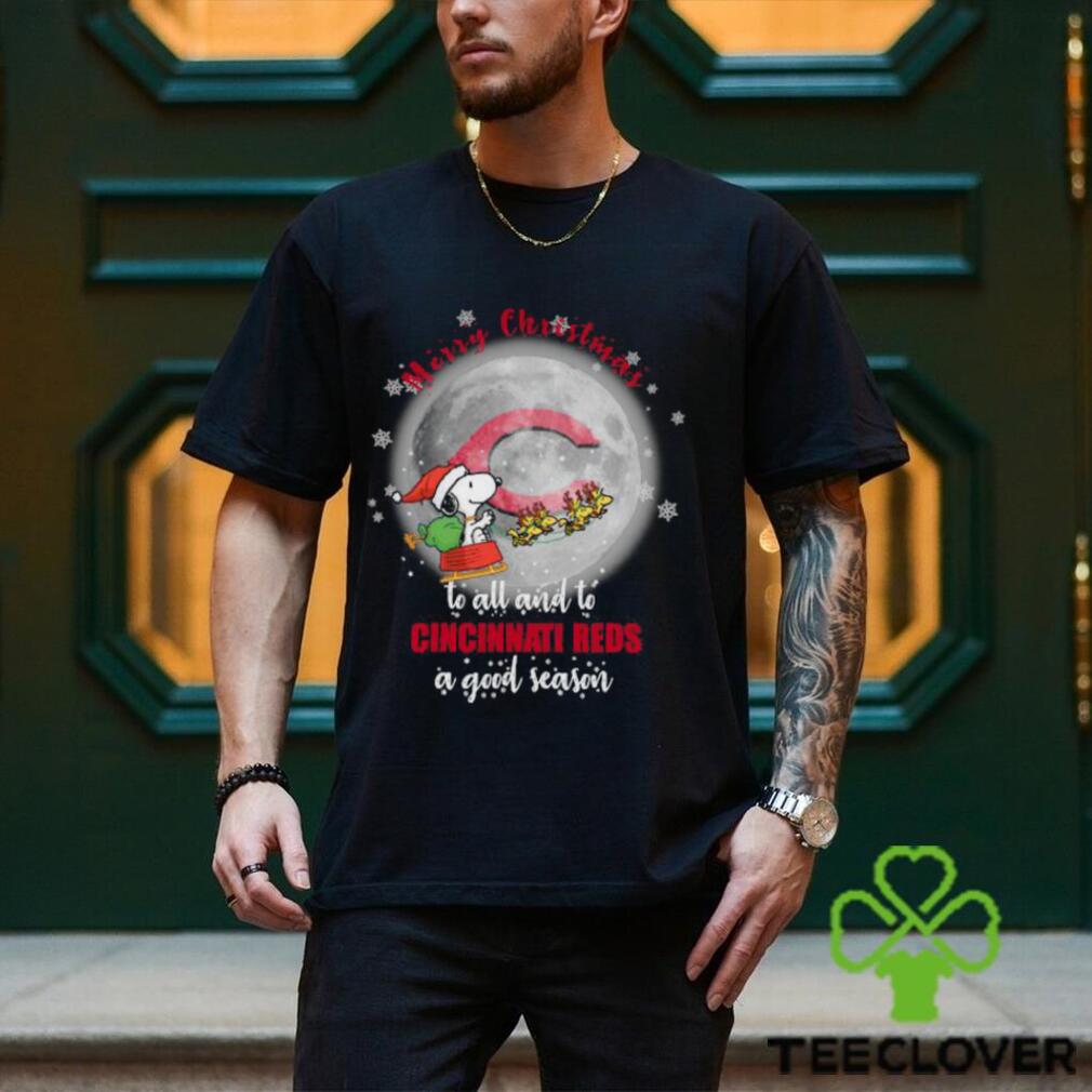 Santa Snoopy merry christmas to all and to Cincinnati Reds a good season shirt Santa Snoopy merry christmas to all and to Cincinnati Reds a good season shirt