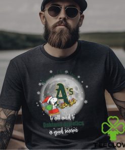 Santa Snoopy merry christmas to all and to Oakland Athletics a good season shirt